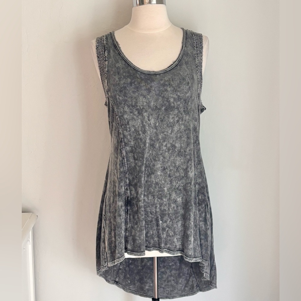 Aratta Mineral Wash Cotton Stretch Tunic Tank Charcoal Gray Lightweight, Sz L